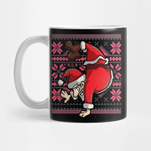 Ugly Christmas Santa Claus Handstand Gymnast Mug